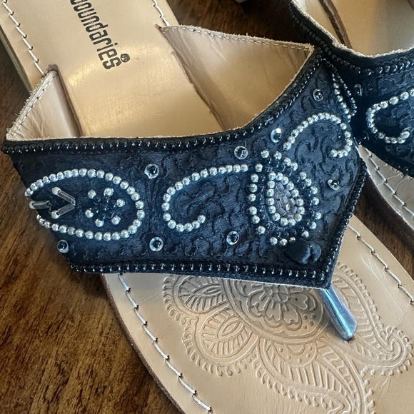 No Boundaries | Y2K Boho Beaded Sandals with Wood Block Heel - Picture 3 of 6